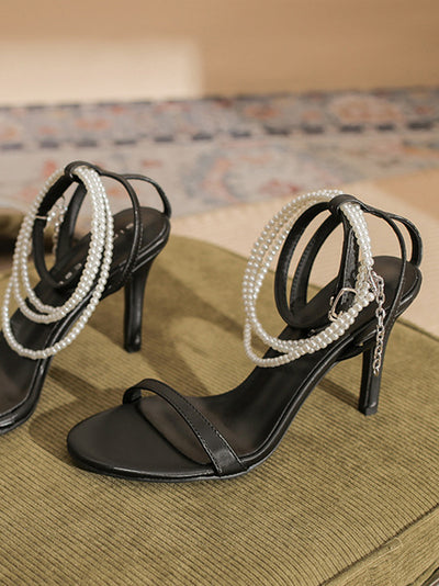 triple pearl strap sandals