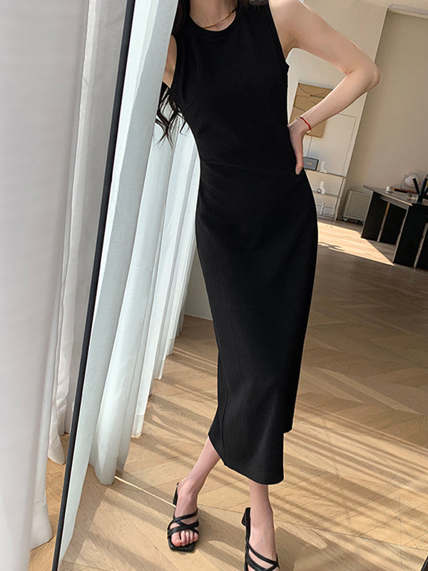 sleeveless slim style long dress