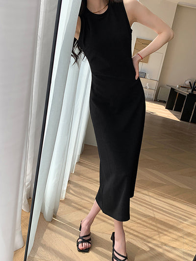sleeveless slim style long dress