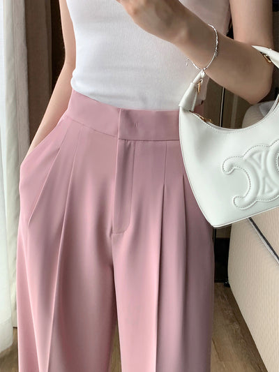 high waist pink wide straight pants