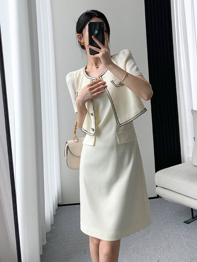 french cardigan tight dress setup