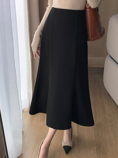 mermaid black long skirt