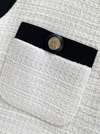 sleeveless button tweed mini one piece
