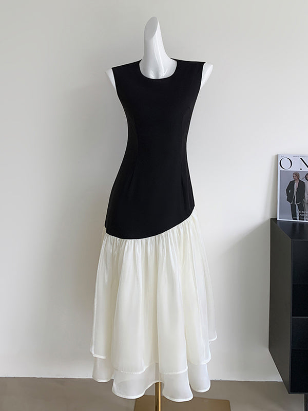 sleeveless chiffon docking dress