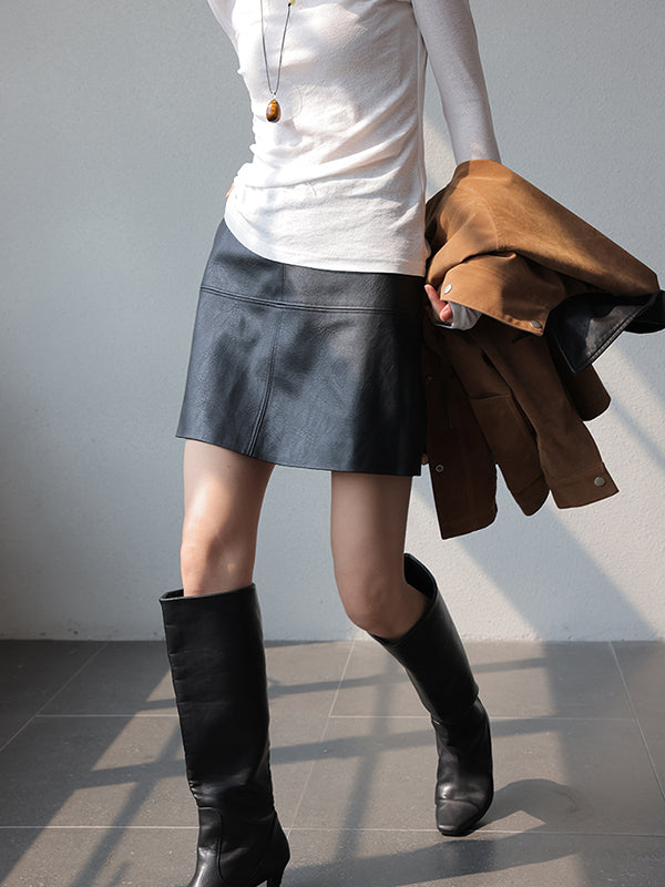 leather mini skirt