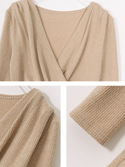 milk tea color v neck long one piece