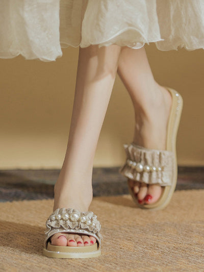 pearl  gather flat sandals