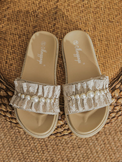 pearl  gather flat sandals
