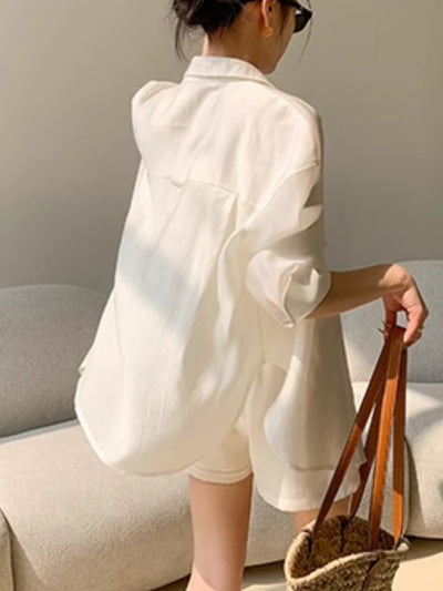 sheer wide shirt shorts setup
