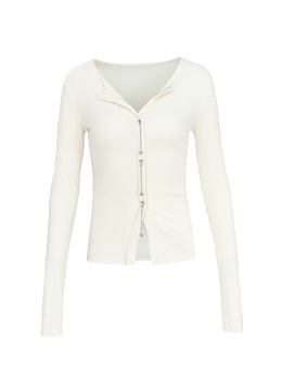 off white slim fit v neck chain tops