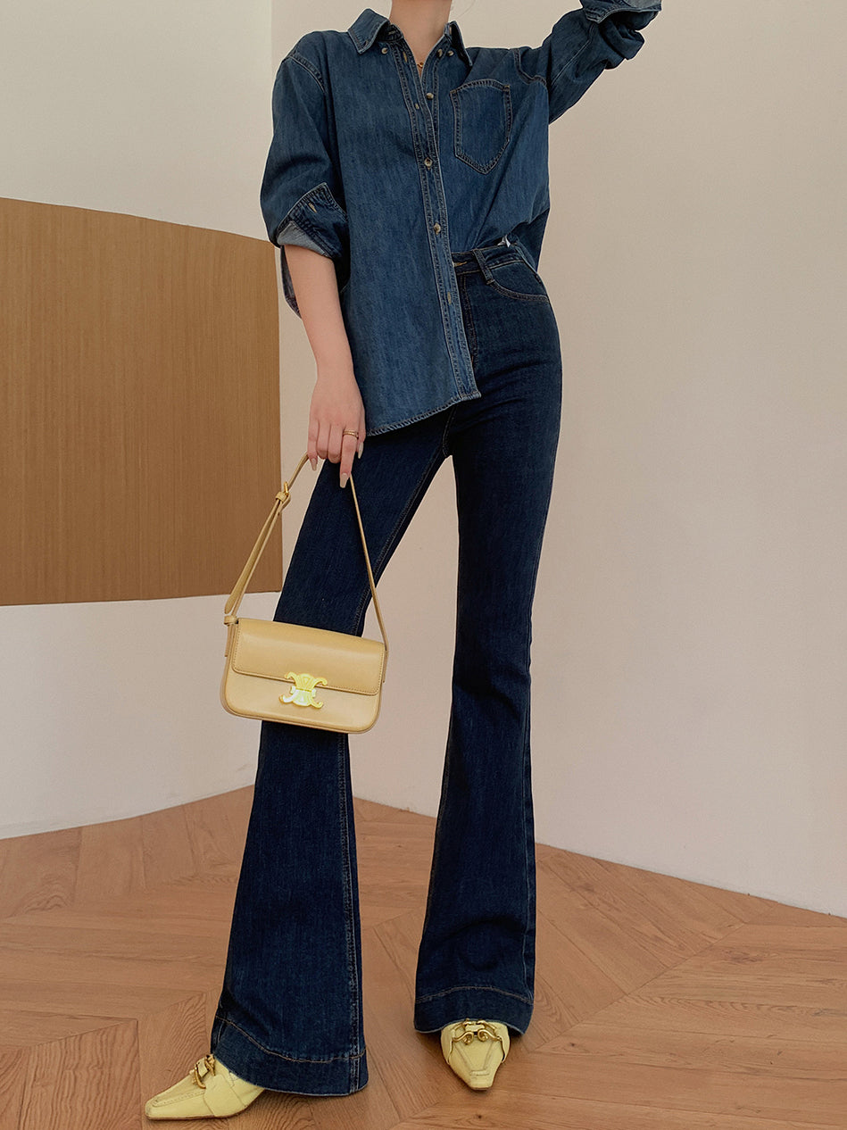 retro blue denim shirt