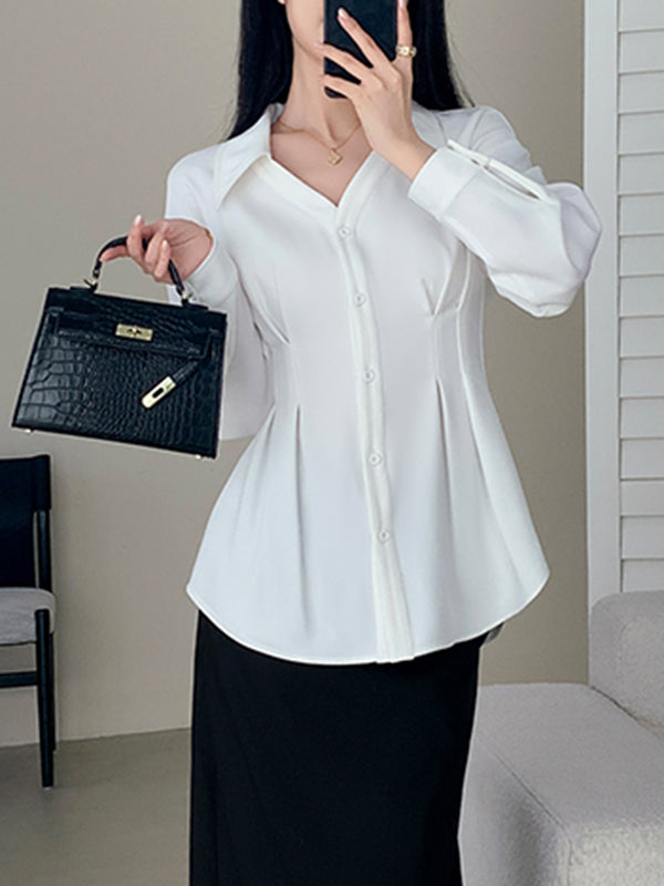 white chic shirt  long sleeve tops