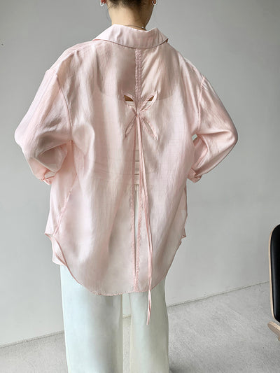 back open sheer shirt