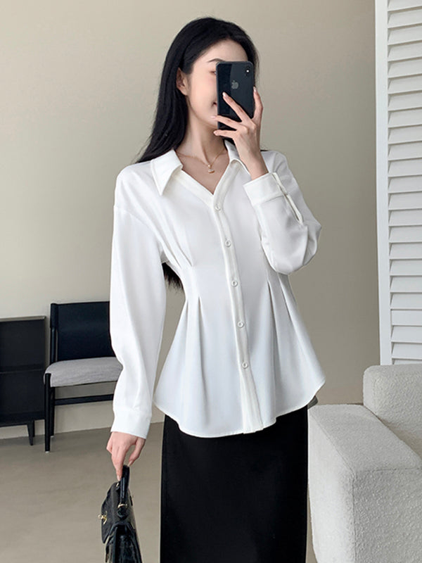 white chic shirt  long sleeve tops