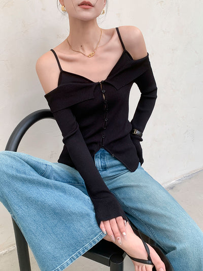 off shoulder camisole style slim fit tops