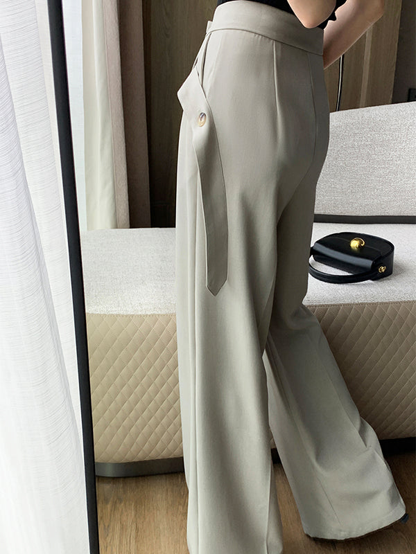 diagonal belt wide leg pants