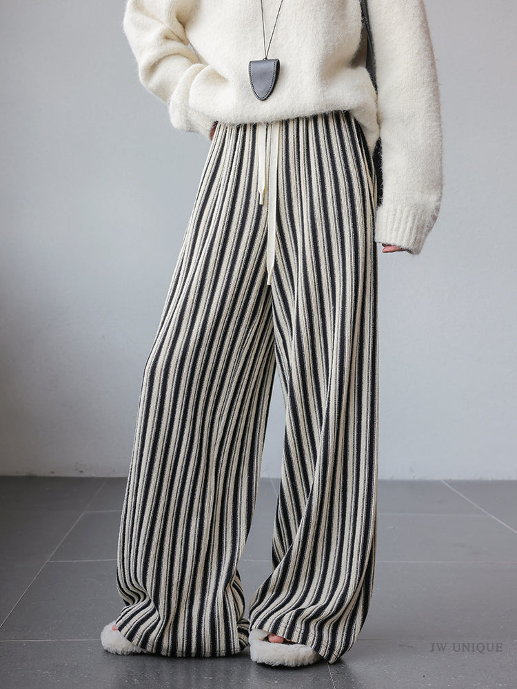 stripe wide straight pants