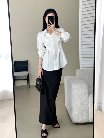 white chic shirt  long sleeve tops