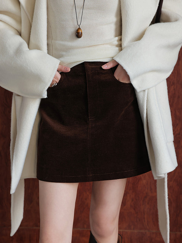 corduroy slim mini skirt