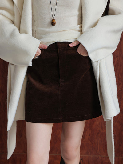 corduroy slim mini skirt