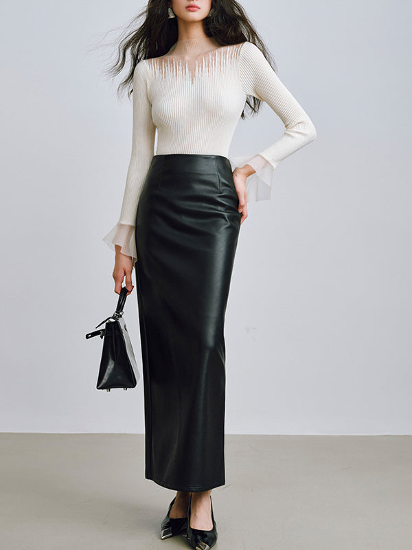 organdy ruffle long sleeve tops