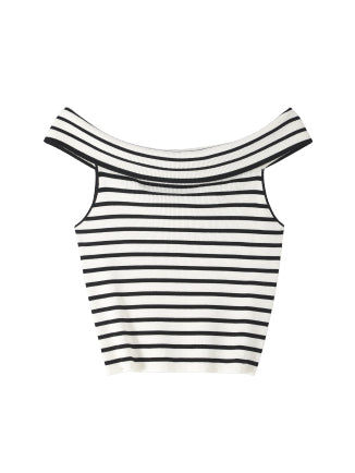 off shoulder striped knit tops