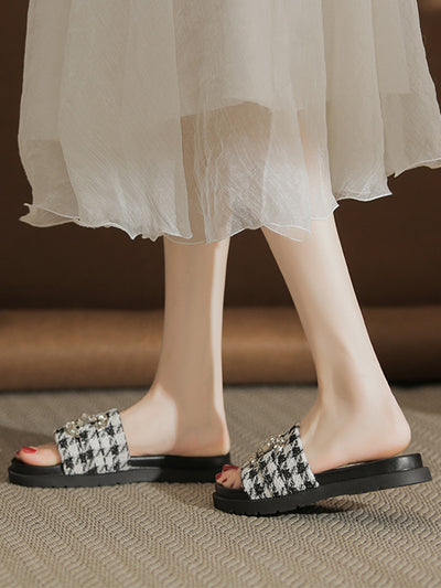 houndstooth bijou flat sandals