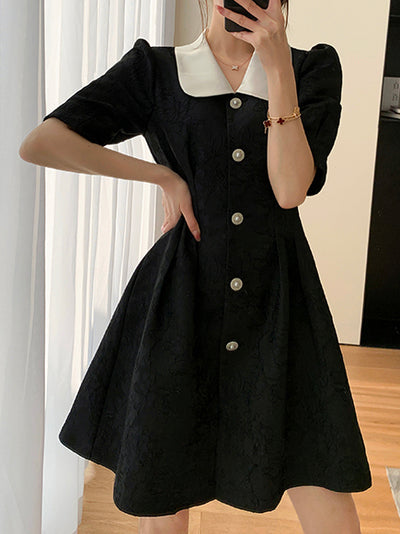 french waist slim button one piece