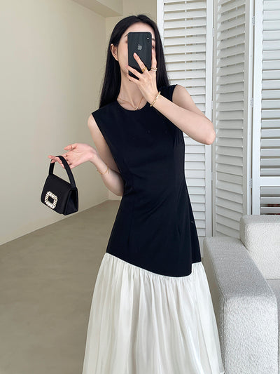 sleeveless chiffon docking dress