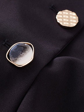 black short sleeve suit style pleats one piece