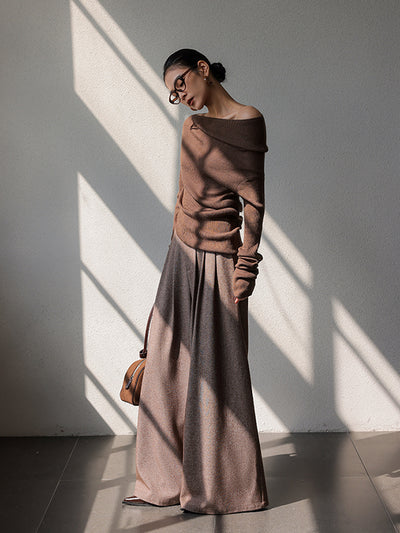 high end wide leg tuck pants