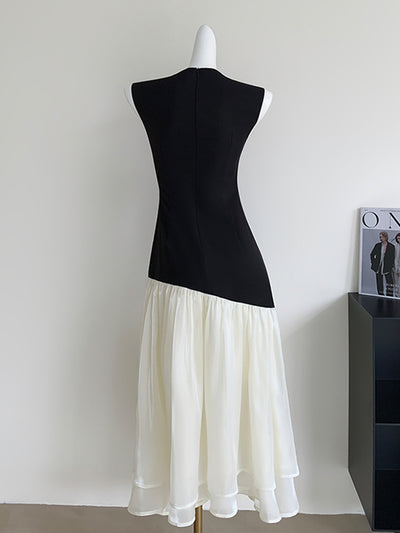 sleeveless chiffon docking dress