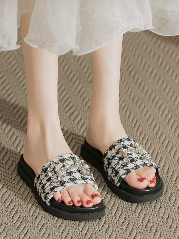 houndstooth bijou flat sandals