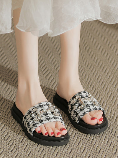 houndstooth bijou flat sandals