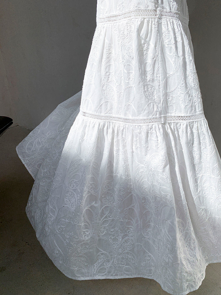 white camisole tiered long dress