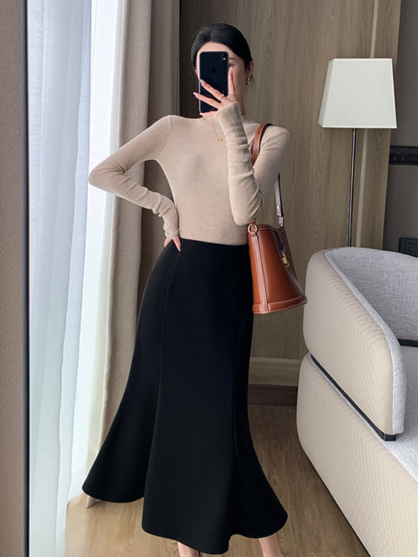 mermaid black long skirt
