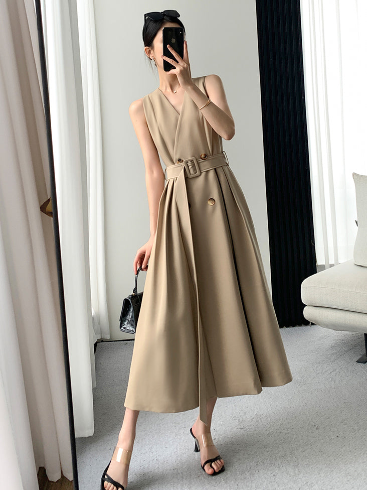 trench jacket long dress setup