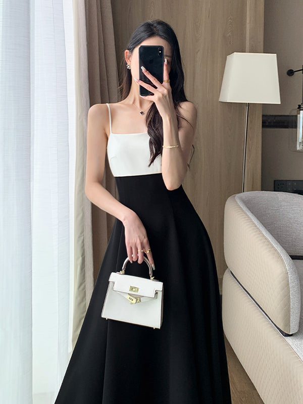 bicolor camisole flare dress