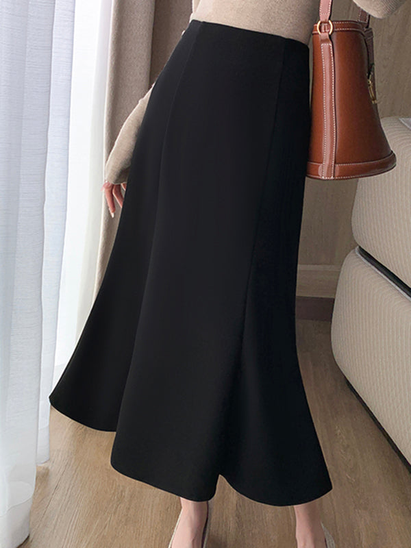 mermaid black long skirt