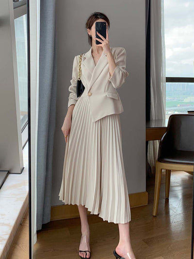 suit style pleated skirt one piece