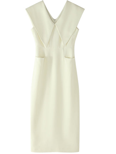 big collar sleeveless slim tight long dress