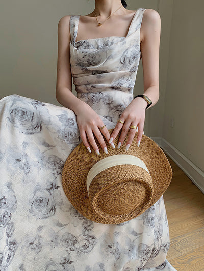 flower print long one piece