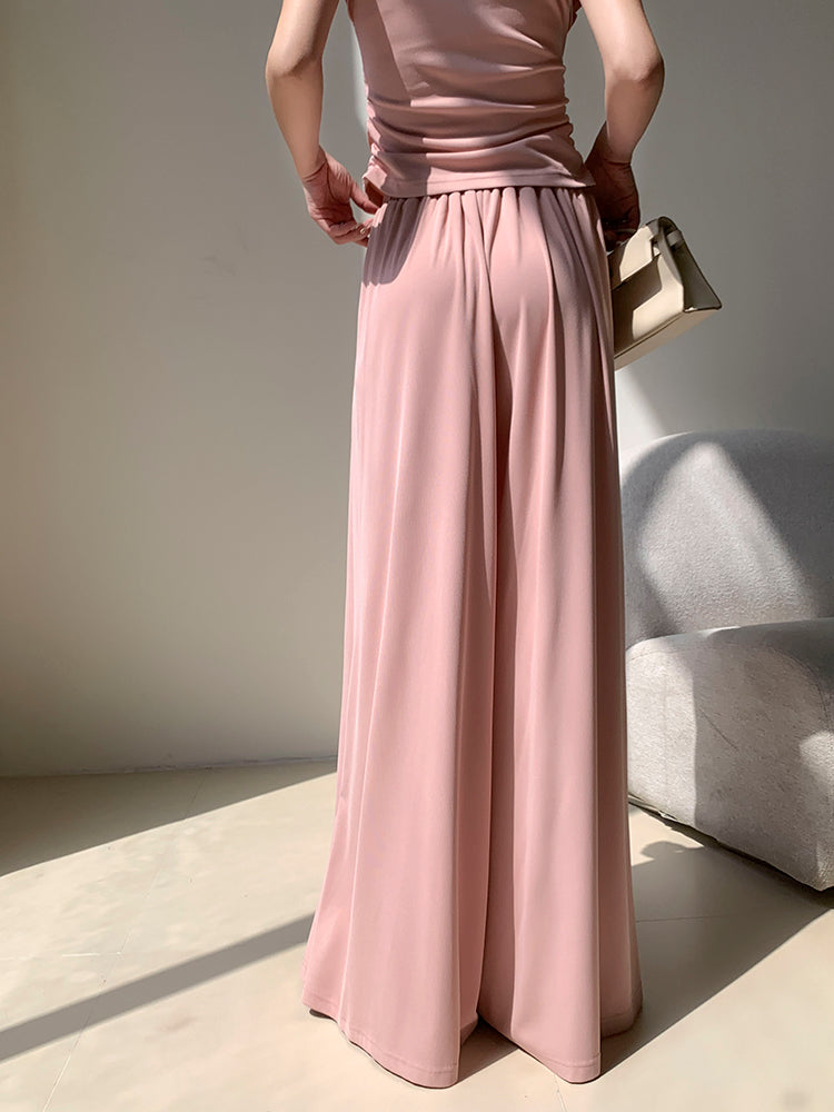 high waist smooth wide long pants
