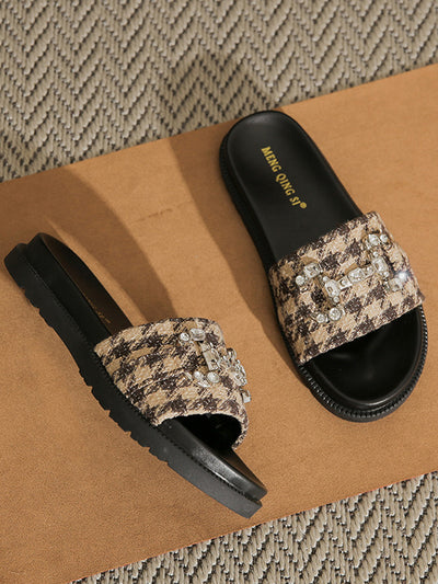 houndstooth bijou flat sandals