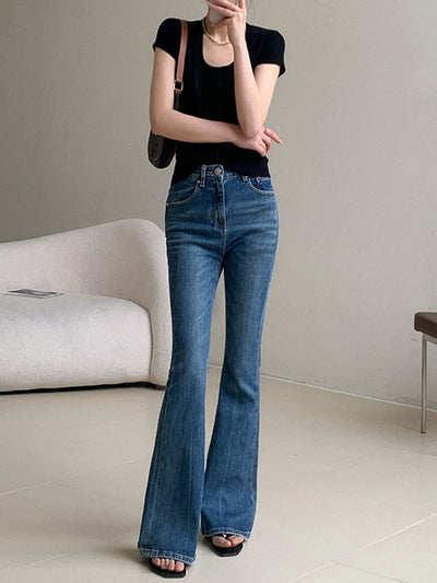 u neck short sleeve knit tops