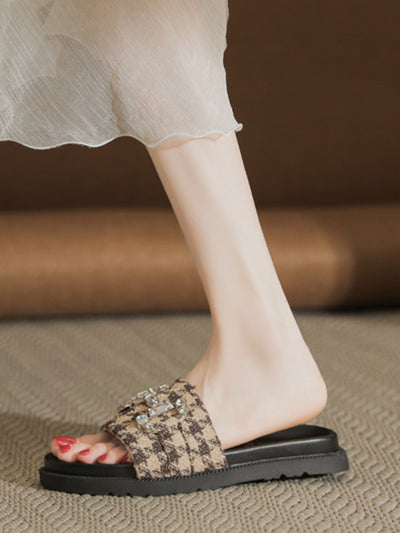 houndstooth bijou flat sandals
