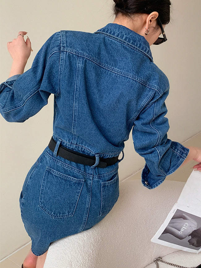 denim tight mini one piece