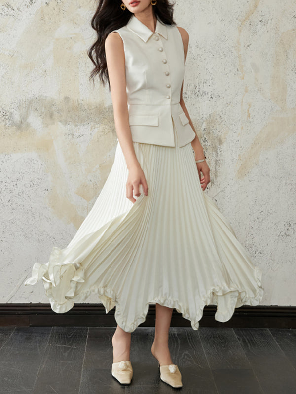 flower petal style pleats skirt