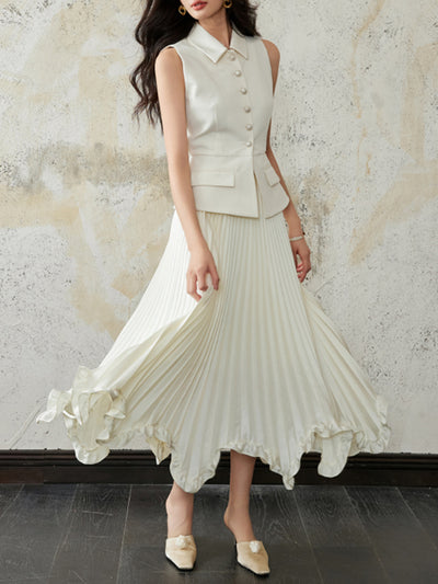 flower petal style pleats skirt