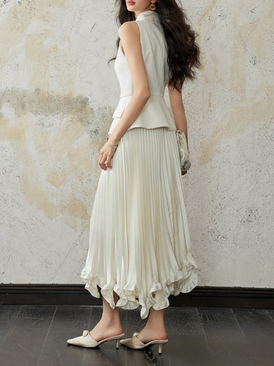 flower petal style pleats skirt